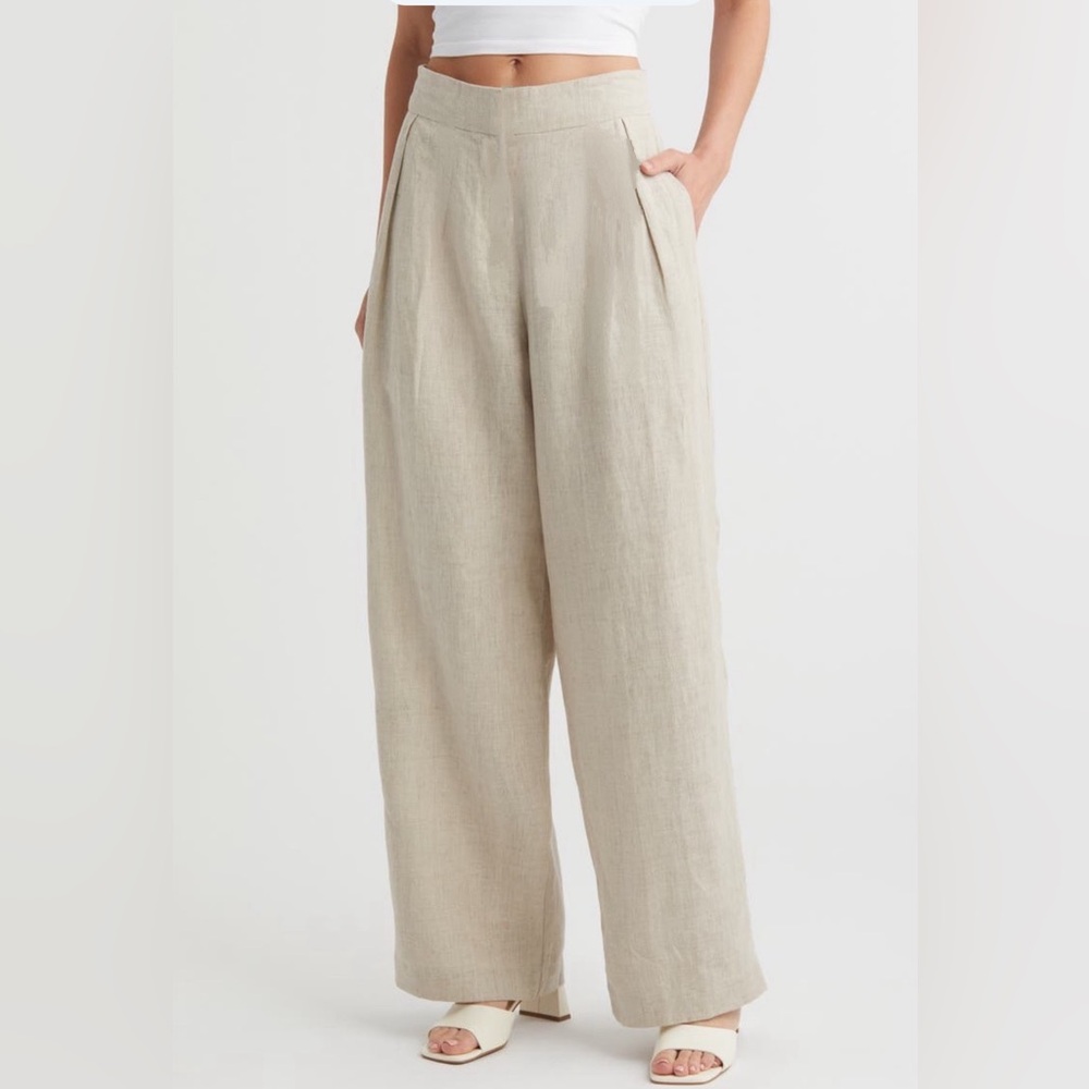 Madewell Women's Plated Highrise Pull on Wide-Leg Pants 
Women’s Size 6
